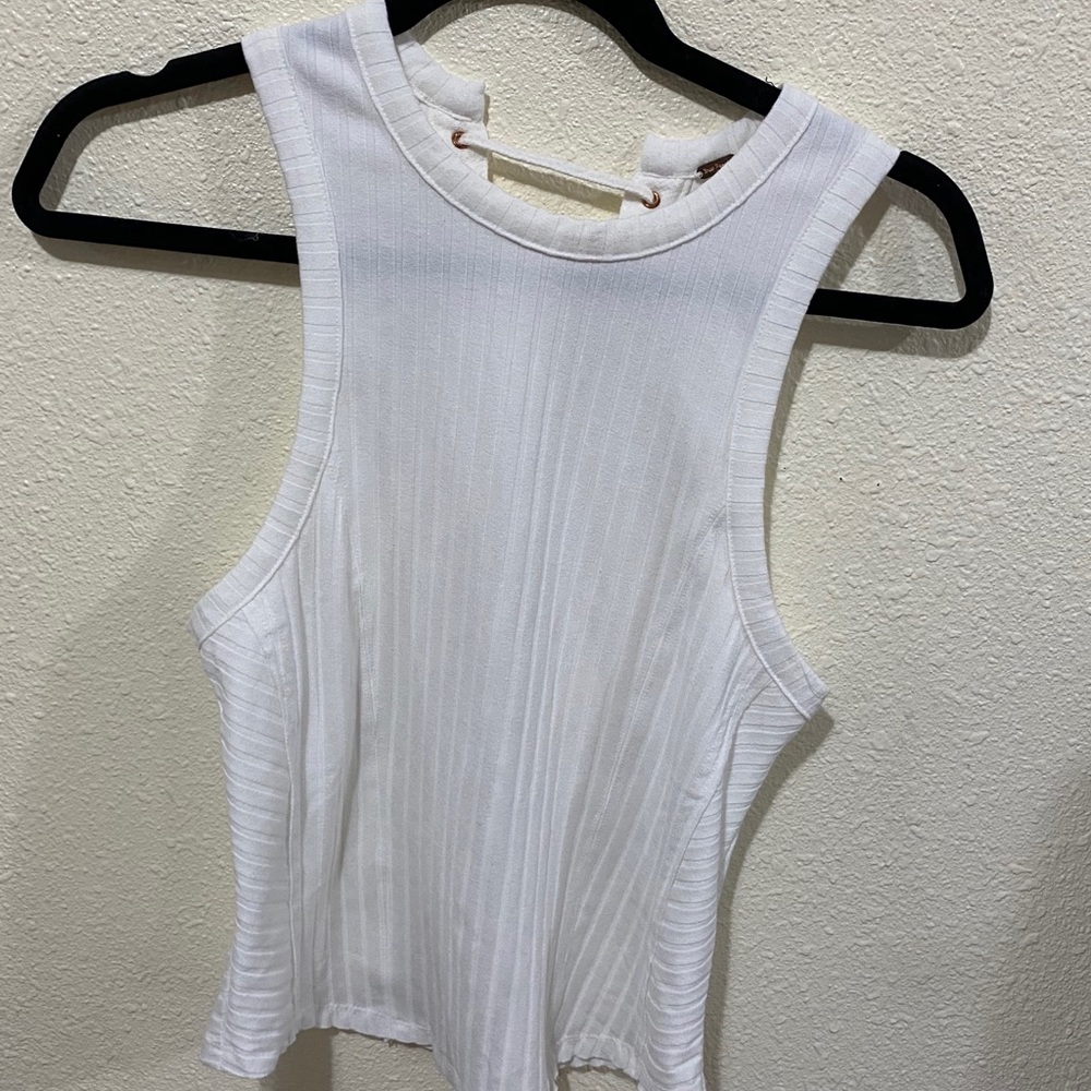 White free people tank lace up back